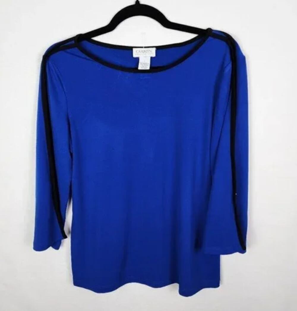 NWT Carmen Marc Valvo Cobalt Blue Blouse Open Sleeve Detail Plus size 3XL